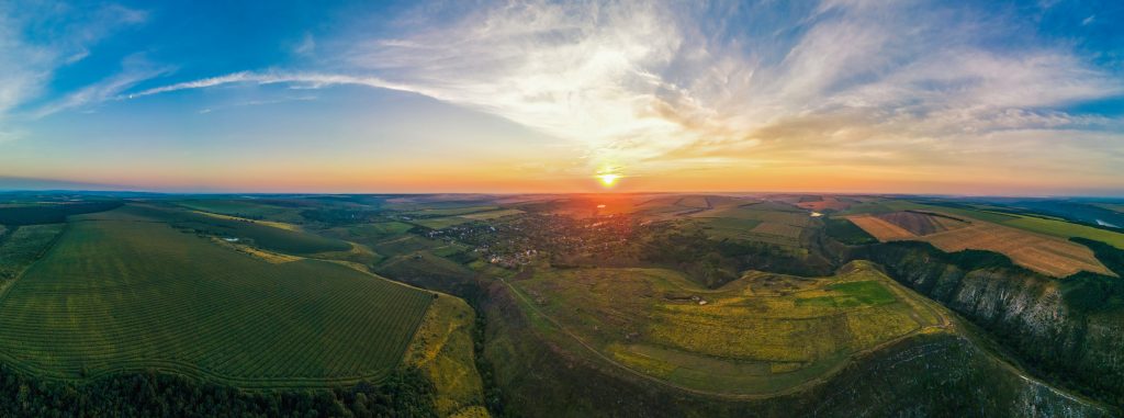 aerial-drone-panorama-view-nature-moldova-sunset-village-wide-fields-valleys-5